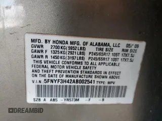 2010 Honda Pilot EX with VIN 5FNYF3H42AB002541, listed as a Copart auction lot 42300605 with Not Provided miles and Salvage Title. Bid and sale history available at carsss.com. Image 13.