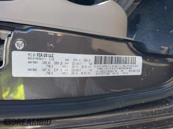 2018 Dodge Grand Caravan SXT with VIN 2C4RDGCG7JR203374, listed as a IAAI auction lot 41664694 with 113,332 mi miles and . Bid and sale history available at DreamBid. Image 9.