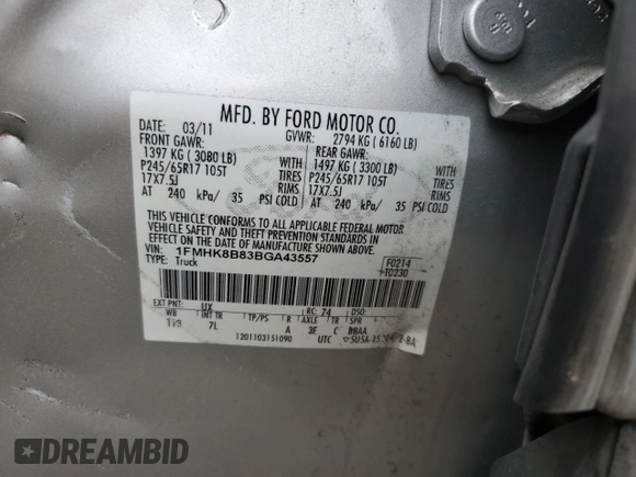 2011 Ford Explorer z VIN 1FMHK8B83BGA43557, wystawiony jako Copart lot #83809964 z przebiegiem 138 630 mil mil oraz Szkoda całkowita • Salvage title. Historia ofert i sprzedaży dostępna na DreamBid. Obrazek 13.