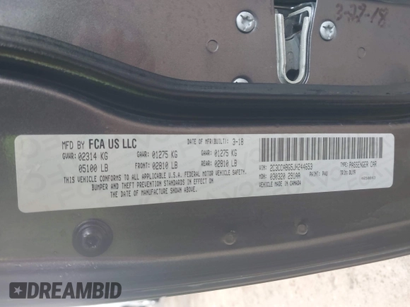 2018 Chrysler 300 S with VIN 2C3CCABG5JH244653, listed as a IAAI auction lot 41528538 with 118,660 mi miles and . Bid and sale history available at DreamBid. Image 9.