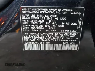 2021 Volkswagen Atlas SEL Premium z VIN 1V2TC2CA0MC204403, wystawiony jako Copart lot #83546004 z przebiegiem 30 314 mil mil oraz Szkoda całkowita • Salvage title. Historia ofert i sprzedaży dostępna na DreamBid. Obrazek 13.