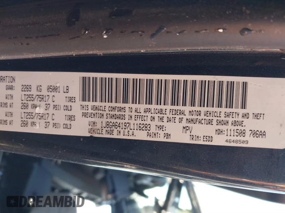 2007 Jeep Wrangler Rubicon with VIN 1J8GA64197L116283, listed as a IAAI auction lot 41008968 with 215,388 mi miles and . Bid and sale history available at DreamBid. Image 9.