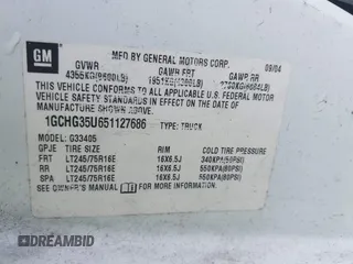 2005 Chevrolet Express Cargo Van with VIN 1GCHG35U651127686, listed as a IAAI auction lot 42028915 with 357,912 mi miles. Bid and sale history available at carsss.com. Image 9.