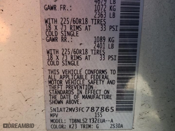 2015 Nissan Rogue SL with VIN 5N1AT2MV3FC787865, listed as a Copart auction lot 53605565 with 95,078 mi miles and Salvage Title. Bid and sale history available at carsss.com. Image 14.
