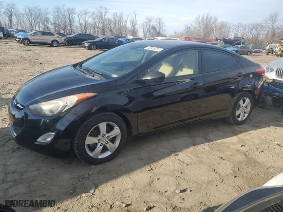 2013 Hyundai Elantra GLS PZEV with VIN 5NPDH4AE6DH427347, listed as a Copart auction lot 46853225 with 86,034 mi miles and Salvage Title. Bid and sale history available at carsss.com. Image 1.