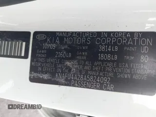 2010 Kia Forte EX z VIN KNAFU4A28A5824092, wystawiony jako IAAI lot #42233005 z przebiegiem 236 206 mil mil oraz . Historia ofert i sprzedaży dostępna na DreamBid. Obrazek 9.