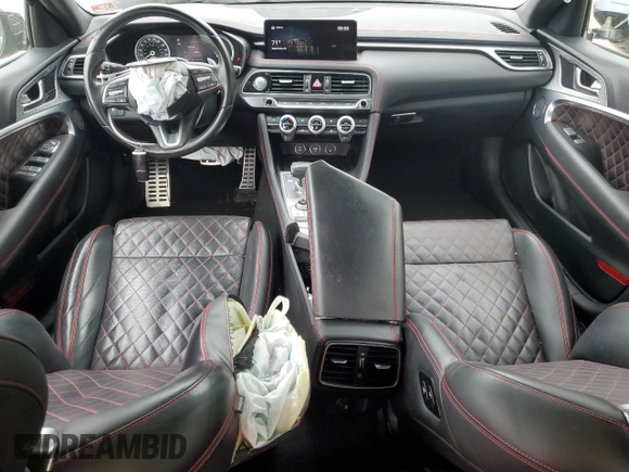 2022 Genesis G70 3.3T with VIN KMTG54TEXNU083193, listed as a Copart auction lot 56627395 with 16,980 mi miles and Salvage title. Bid and sale history available at DreamBid. Image 8.
