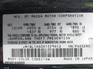 2010 Mazda 3 S Sport with VIN JM1BL1H60A1229613, listed as a IAAI auction lot 42262193 with Not Provided miles and . Bid and sale history available at DreamBid. Image 9.