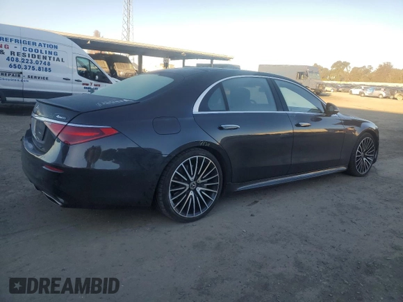 2022 Mercedes-Benz S-Class S 500 with VIN W1K6G6DB1NA147018, listed as a Copart auction lot 87964755 with 34,513 mi miles and Salvage Title. Bid and sale history available at carsss.com. Image 3.