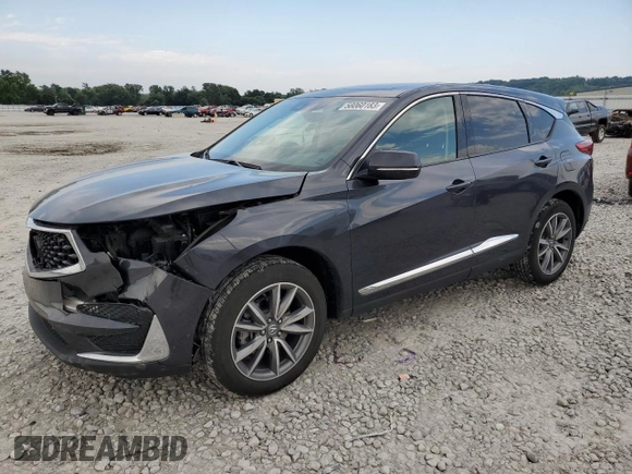 2021 Acura RDX w/Technology Package with VIN 5J8TC2H58ML029221, listed as a Copart auction lot 58060183 with 44,338 mi miles. Bid and sale history available at carsss.com. Image 1.