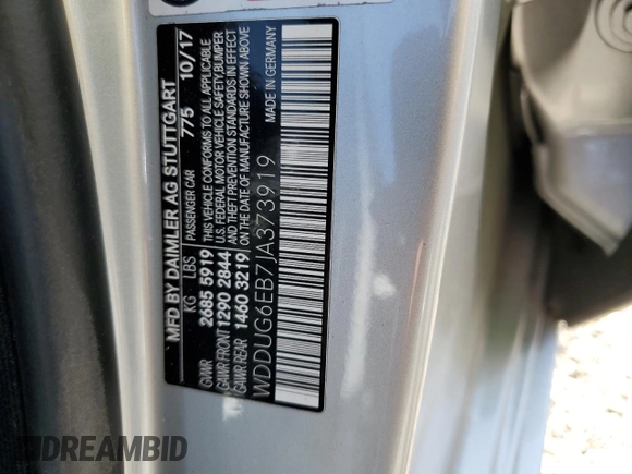 2018 Mercedes-Benz S with VIN WDDUG6EB7JA373919, listed as a Copart auction lot 52158955 with Not Provided miles and Salvage Title. Bid and sale history available at carsss.com. Image 12.