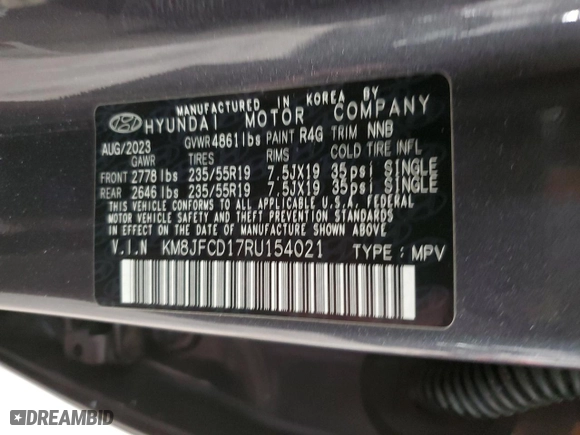 2024 Hyundai Tucson Hybrid N Line with VIN KM8JFCD17RU154021, listed as a Copart auction lot 48382355 with 15,321 mi miles and Salvage Title. Bid and sale history available at carsss.com. Image 13.