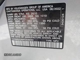2023 Volkswagen Atlas SE с VIN 1V2WR2CA5PC508066, выставлен на аукционе IAAI как лот 41836815 с пробегом 53 911 миль миль и . История ставок и продаж доступна на DreamBid. Изображение 9.