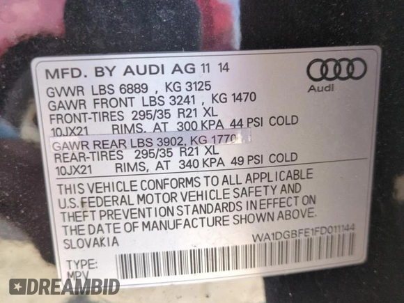 2015 Audi Q7 3.0T S line Prestige with VIN WA1DGBFE1FD011144, listed as a Copart auction lot 76687244 with 70,709 mi miles and Non Repairable. Bid and sale history available at carsss.com. Image 14.