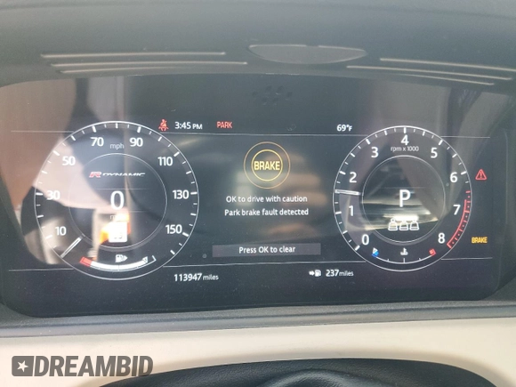 2019 Land Rover Range Rover Velar R-Dynamic SE with VIN SALYL2EX0KA216321, listed as a Copart auction lot 48216415 with 113,947 mi miles and Salvage Title. Bid and sale history available at carsss.com. Image 9.