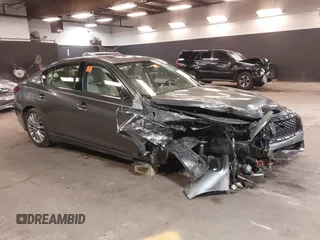 2019 Infiniti Q50 Luxe z VIN JN1EV7AR3KM550191, wystawiony jako IAAI lot #41911430 z przebiegiem 46 168 mil mil oraz . Historia ofert i sprzedaży dostępna na DreamBid. Obrazek 1.