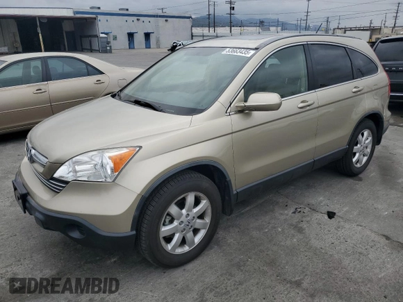 2008 Honda CR-V EX-L with VIN JHLRE38708C024792, listed as a Copart auction lot 53663435 with 47,576 mi miles and Salvage Title. Bid and sale history available at carsss.com. Image 1.