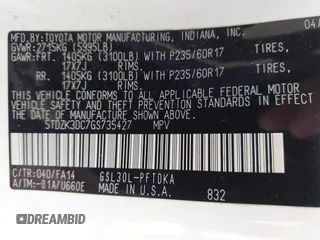 2016 Toyota Sienna L z VIN 5TDZK3DC7GS735427, wystawiony jako IAAI lot #42333624 z przebiegiem 82 599 mil mil oraz . Historia ofert i sprzedaży dostępna na DreamBid. Obrazek 9.