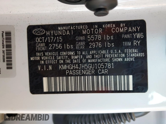 2016 Hyundai Equus Ultimate with VIN KMHGH4JH5GU105781, listed as a Copart auction lot 51545905 with 82,479 mi miles and Clean Title. Bid and sale history available at DreamBid. Image 12.