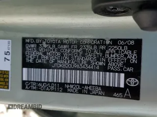2008 Toyota Prius with VIN JTDKB20U983434414, listed as a Copart auction lot 62626095 with 155,468 mi miles and Non repairable. Bid and sale history available at DreamBid. Image 12.