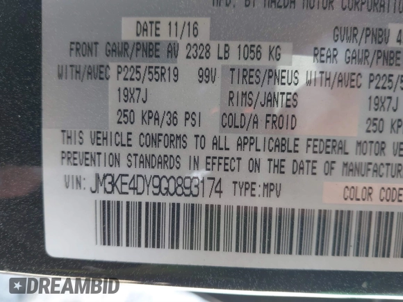 2016 Mazda CX-5 Grand Touring with VIN JM3KE4DY9G0893174, listed as a IAAI auction lot 41887814 with 79,811 mi miles. Bid and sale history available at carsss.com. Image 9.