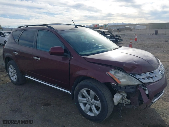 2006 Nissan Murano S with VIN JN8AZ08T76W422429, listed as a IAAI auction lot 41644127 with 251,135 mi miles. Bid and sale history available at carsss.com. Image 1.