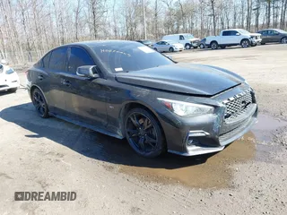 2018 Infiniti Q50 3.0t LUXE with VIN JN1EV7AR3JM440885, listed as a IAAI auction lot 41641042 with 55,071 mi miles. Bid and sale history available at carsss.com. Image 1.