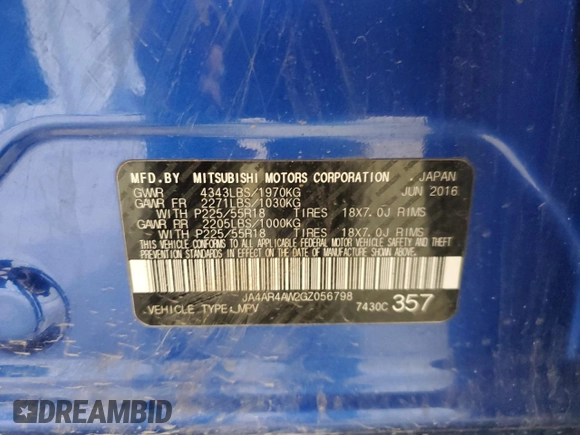 2016 Mitsubishi Outlander SEL with VIN JA4AR4AW2GZ056798, listed as a Copart auction lot 51449865 with 113,467 mi miles and Clean title. Bid and sale history available at DreamBid. Image 13.