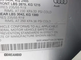2019 Audi Q5 Premium with VIN WA1ANAFY4K2076069, listed as a IAAI auction lot 41793929 with 51,438 mi miles and . Bid and sale history available at DreamBid. Image 9.