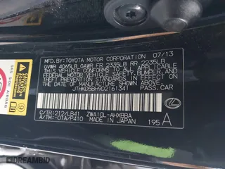 2013 Lexus CT 200h Hybrid with VIN JTHKD5BH9D2161341, listed as a IAAI auction lot 42127032 with 165,134 mi miles. Bid and sale history available at carsss.com. Image 9.