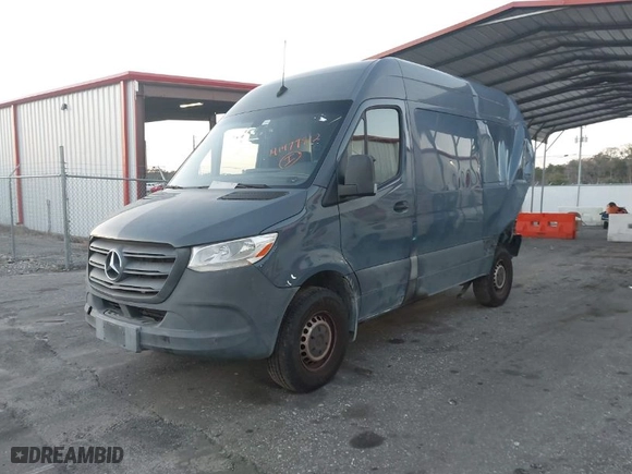 2019 Mercedes-Benz Sprinter Cargo Van with VIN WD4PF0CDXKP090477, listed as a IAAI auction lot 41477812 with 96,660 mi miles. Bid and sale history available at carsss.com. Image 2.
