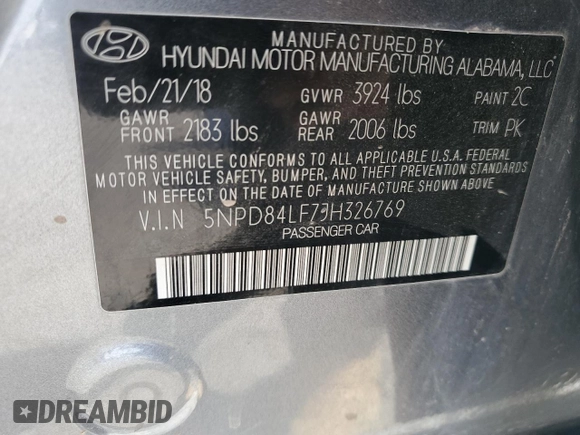 2018 Hyundai Elantra SEL z VIN 5NPD84LF7JH326769, wystawiony jako Copart lot #46845995 z przebiegiem 144 175 mil mil oraz Szkoda całkowita • Salvage title. Historia ofert i sprzedaży dostępna na DreamBid. Obrazek 14.