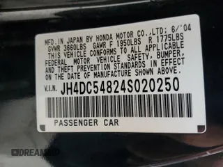 2004 Acura RSX with VIN JH4DC54824S020250, listed as a Copart auction lot 73184464 with 107,605 mi miles and Salvage Title. Bid and sale history available at carsss.com. Image 15.