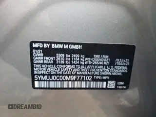 2021 BMW X4 M z VIN 5YMUJ0C00M9F77102, wystawiony jako Copart lot #59472373 z przebiegiem 5041 mil mil oraz . Historia ofert i sprzedaży dostępna na DreamBid. Obrazek 10.
