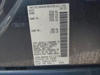 2019 Nissan Altima 2.5 S with VIN 1N4BL4BW4KN327179, listed as a IAAI auction lot 40704684 with 78,009 mi miles. Bid and sale history available at carsss.com. Image 9.