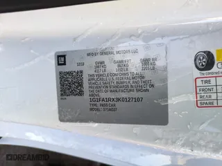 2019 Chevrolet Camaro 1LT with VIN 1G1FA1RX3K0127107, listed as a Copart auction lot 88008945 with 46,173 mi miles and Salvage Title. Bid and sale history available at carsss.com. Image 12.