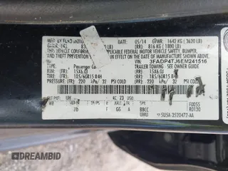 2014 Ford Fiesta S with VIN 3FADP4TJ6EM241516, listed as a IAAI auction lot 42340020 with 189,848 mi miles and . Bid and sale history available at DreamBid. Image 9.