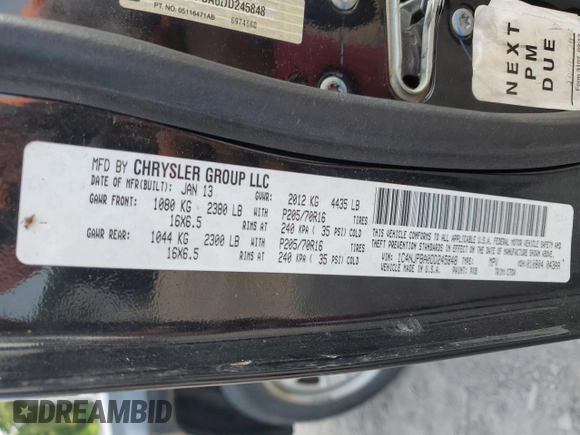 2013 Jeep Patriot Sport z VIN 1C4NJPBA0DD245848, wystawiony jako Copart lot #60368145 z przebiegiem 97 920 mil mil oraz Czysty tytuł • Clean title. Historia ofert i sprzedaży dostępna na DreamBid. Obrazek 13.