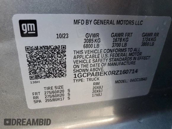 2024 Chevrolet Silverado 1500 Custom with VIN 1GCPABEK0RZ160714, listed as a Copart auction lot 47408245 with 40,259 mi miles and Salvage Title. Bid and sale history available at DreamBid. Image 12.