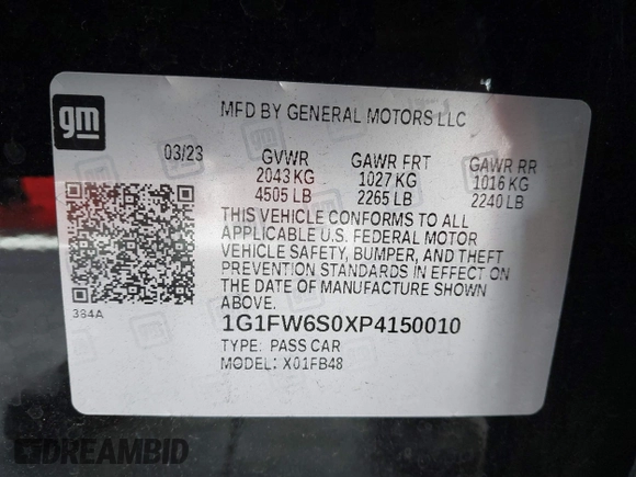 2023 Chevrolet Bolt EV 1LT with VIN 1G1FW6S0XP4150010, listed as a IAAI auction lot 42256426 with 26,397 mi miles and . Bid and sale history available at DreamBid. Image 9.