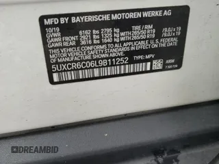 2020 BMW X5 xDrive40i with VIN 5UXCR6C06L9B11252, listed as a Copart auction lot 59634655 with Not provided miles and Salvage title. Bid and sale history available at DreamBid. Image 13.