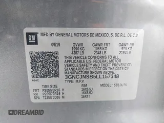 2020 Chevrolet Trax LS z VIN 3GNCJNSB5LL157348, wystawiony jako IAAI lot #41990151 z przebiegiem 101 555 mil mil oraz . Historia ofert i sprzedaży dostępna na DreamBid. Obrazek 9.