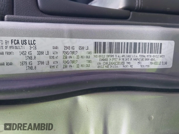 2016 Jeep Grand Cherokee 75th Anniversary with VIN 1C4RJEAG4GC391059, listed as a IAAI auction lot 42485892 with 160,000 mi miles and . Bid and sale history available at DreamBid. Image 9.