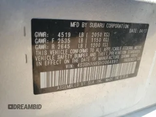 2017 Subaru Legacy Limited with VIN 4S3BNAN66H3064891, listed as a Copart auction lot 56409915 with 91,072 mi miles and Salvage title. Bid and sale history available at DreamBid. Image 12.