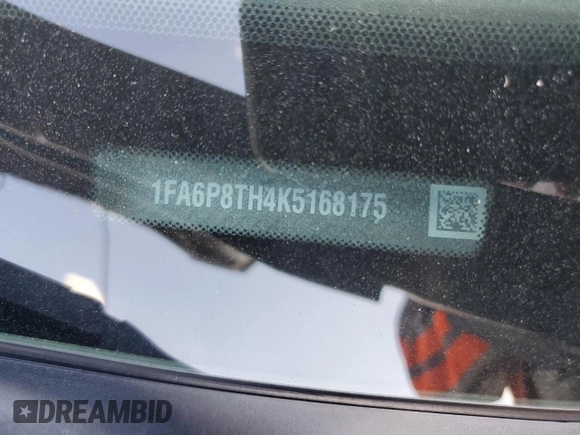 2019 Ford Mustang EcoBoost с VIN 1FA6P8TH4K5168175, выставлен на аукционе Copart как лот 56534235 с пробегом 178 558 миль миль и Списание • Salvage title. История ставок и продаж доступна на DreamBid. Изображение 12.