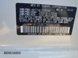 2024 Subaru Impreza Special Sports z VIN JF1GUAFC8R8910185, wystawiony jako Copart lot #50008575 z przebiegiem 563 mil mil oraz Szkoda całkowita • Salvage title. Historia ofert i sprzedaży dostępna na DreamBid. Obrazek 12.