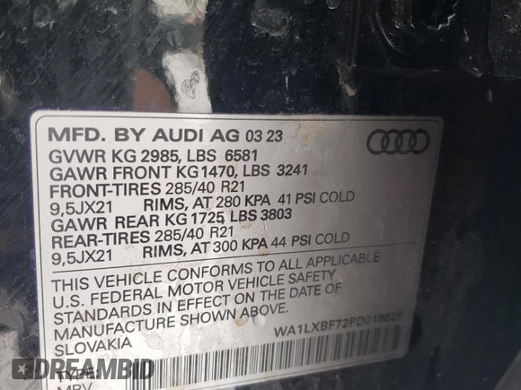 2023 Audi Q7 Premium Plus with VIN WA1LXBF72PD018828, listed as a Copart auction lot 88720635 with 30,606 mi miles and Salvage Title. Bid and sale history available at carsss.com. Image 15.