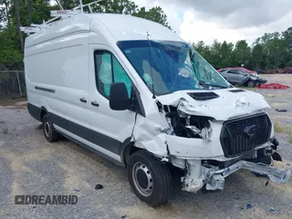 2024 Ford Transit Cargo with VIN 1FTBR3X86RKA46123, listed as a IAAI auction lot 42490695 with 13,258 mi miles and . Bid and sale history available at DreamBid. Image 1.