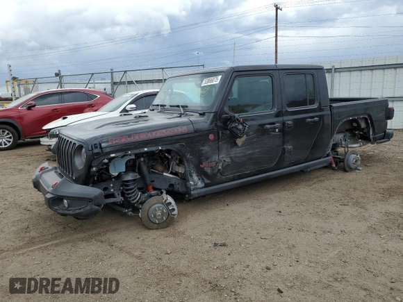 2023 Jeep Gladiator Rubicon with VIN 1C6JJTBG7PL573197, listed as a Copart auction lot 53866075 with 19,521 mi miles and Salvage title. Bid and sale history available at DreamBid. Image 1.