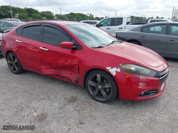 2016 Dodge Dart GT with VIN 1C3CDFEB0GD585457, listed as a IAAI auction lot 41339693 with 99,650 mi miles. Bid and sale history available at carsss.com. Image 1.